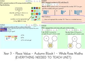 Year 3 - Place Value - Autumn Block 1 - White Rose Maths (EVERYTHING NEEDED TO TEACH UNIT)