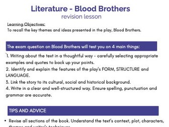 GCSE Blood Brothers - revision lesson