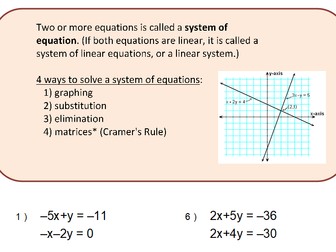 System of Equation Worksheet (2 variables)
