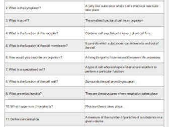 Retrieval Questions Science KS3