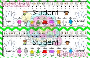 Green Chevron Desk Plates Spanish Editable Teaching Resources