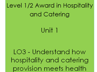 WJEC Level 1/2 Hospitality and Catering Unit 1 Workbooks and End of LO Tests