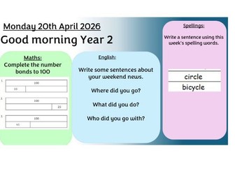 Morning Activities Summer 1 - Year 2 - Editable