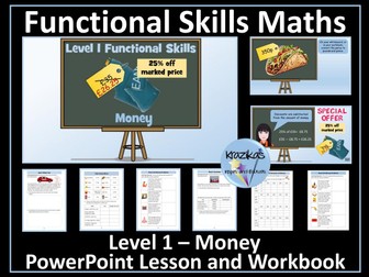 Money - Level 1 Functional Skills Maths - PowerPoint Lesson and Workbook