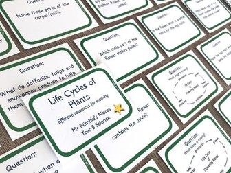 Year 5 Quiz Cards - Life Cycles of Plants