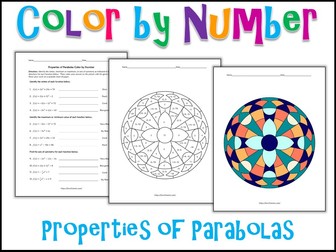 Properties of Parabolas Color by Number