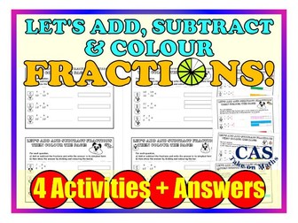 Fractions | Adding and Subtracting Like Fractions| Colouring Pages + Answers