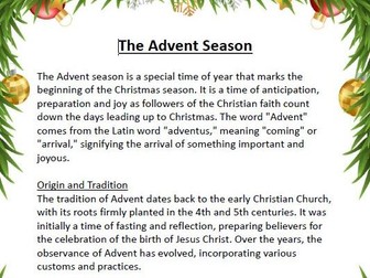 Advent fact sheet with comprehension & slides for KS2