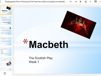 Shakespeare Macbeth - Introduction/ Storm Setting Writing Unit Act 1
