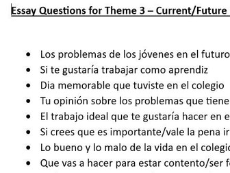 All Essay questions Theme 3