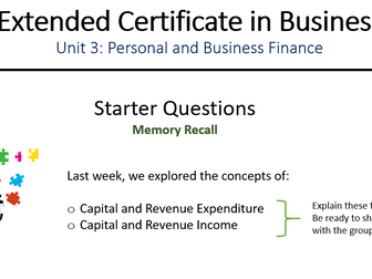 Unit 3 - Business Finance, Types of Expenditure