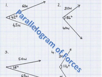 AQA GCSE Physics - Forces - Parallelogram of Forces Worksheet