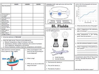 Revision 8I Fluids (Exploring Science): Revision mat worksheet