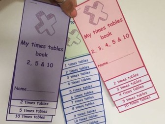 Times table flip book 2,5,10