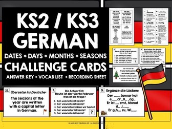 GERMAN DATES DAYS MONTHS SEASONS CHALLENGE CARDS