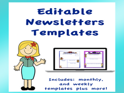 editable newsletter templates volume 4 by kitcelcorner teaching