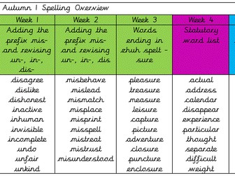 Year 4 Spelling Overview