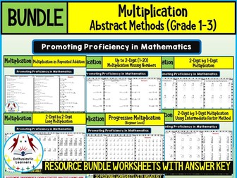 MULTIPLICATION ABSTRACT METHODS Worksheets Product or Resource BUNDLE for GRADE 1–3