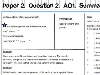 AQA Language Paper 2 revision help cards