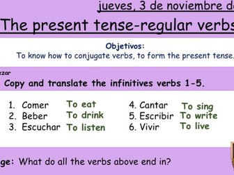 The present tense-regular verbs