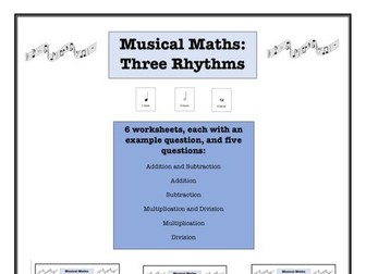 Musical maths worksheet: 3 rhythms