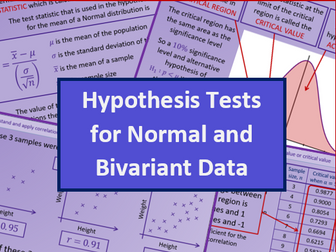 A level A2 Mathematics Statistics – Hypothesis tests for Normal and Bivariant data