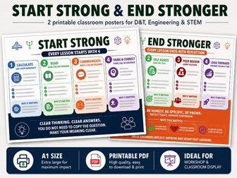 Start Strong & End Stronger | D&T Engineering Lesson Routine & Reflection Posters
