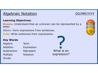 Algebra 02/31 Algebraic Notation