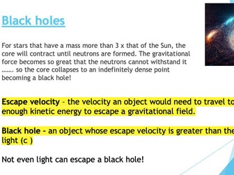 Alevel Astrophysics - Neutron stars + Black holes