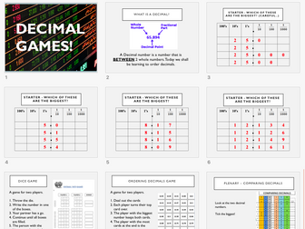 Comparing Decimals - powerpoint, games and worksheets