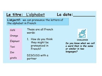 French alphabet Year 7 2 lessons