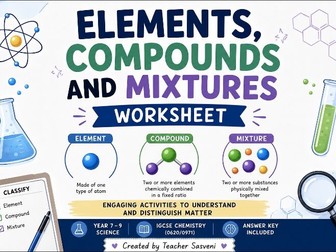 Elements Compounds Mixtures Worksheet & Answers