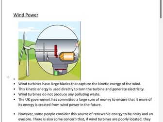 AQA GCSE Combined Science Renewable Energy Resources Literacy Task