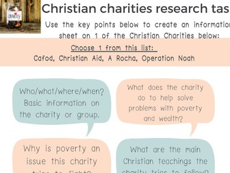 Religious Charities research worksheet