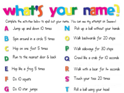 Spell Your Name PE Challenge | Teaching Resources