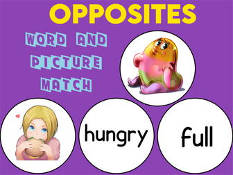 Opposites Words and Pictures Match