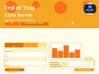 End of Year Class Survey - Maths Statistics - KS1 - Year 1 and Year 2