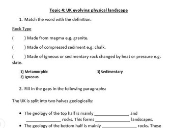 Edexcel Geography GCSE Revision Sheet Paper 2 - Topic 4
