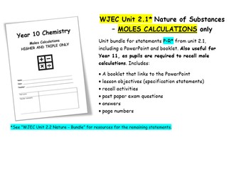 WJEC 2.2 Nature Topic - CALCULATIONS