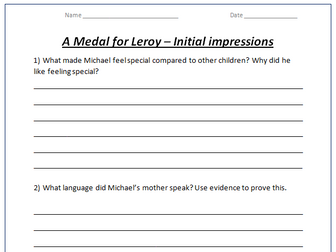 Medal for Leroy - Guided Reading planning
