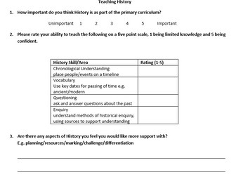 Primary staff history questionnaire