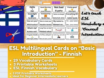 ESL Multilingual Vocabulary Flashcards on "General Introductions" - Finnish