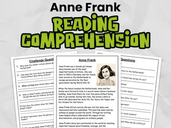 Anne Frank Reading Comprehension for Gr 3 - 5 | Women's History Month