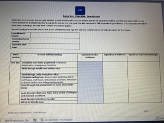 Early Years Practitioner Induction Checklist