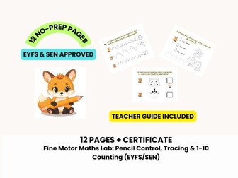 Fine Motor Maths Lab: Pencil Control, Tracing & 1-10 Counting (EYFS/SEN)