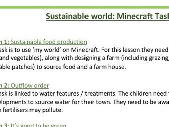 MINECRAFT - Sustainability tasks