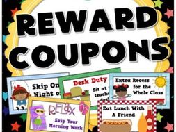 Classroom Reward Coupons for Behaviour Management