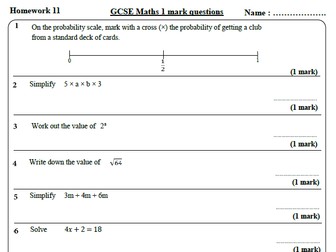 All 50 Maths Foundation Homework Revision Sheets (9-1) - Includes all ANSWERS