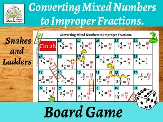 Converting Mixed Numbers toImproper Fractions Snakes and Ladders Dice Game