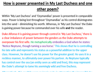 AQA Compare My Last Duchess + Ozymandias